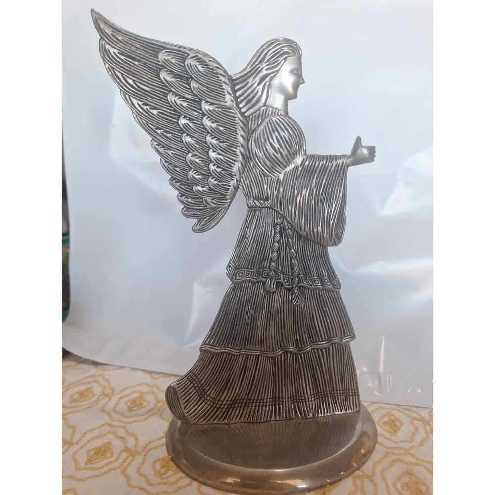 1994 san francisco music box pewter angel figurine 9" candleholder